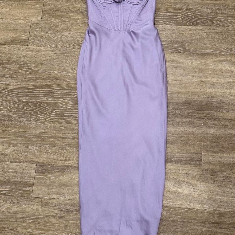 House of CB 'Charmaine' Lilac Purple Flowy Satin Maxi Dress